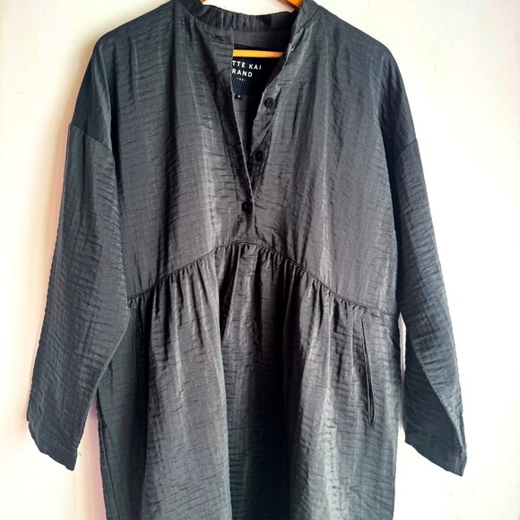 Bitte Kai Rand Linen Blend Lagenlook Grey Long  Sleeve Dress XL - Picture 4 of 5